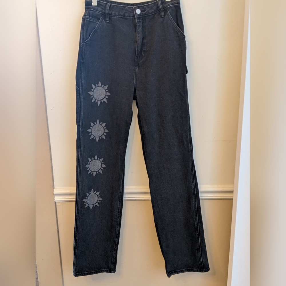 PacSun Black Boyfriend Jeans with Sun Design